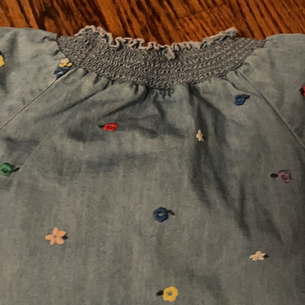 Hanna Andersson Denim Floral Embroidered Dress - Picture 3 of 7